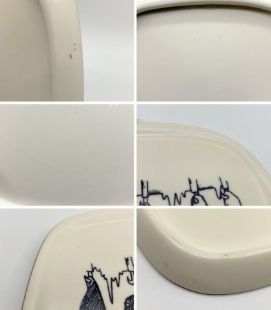 ナブストラップ Knabstrup ウォールプレート 陶板 壁掛け ビンテージ デンマーク 手書き絵皿 北欧雑貨 ●