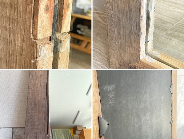ビンテージスタイル Vintage Style 大型ウォールミラー 立て掛け式 無垢材フレーム 姿見 全身鏡 80×170cm 古材 インダストリアル ●