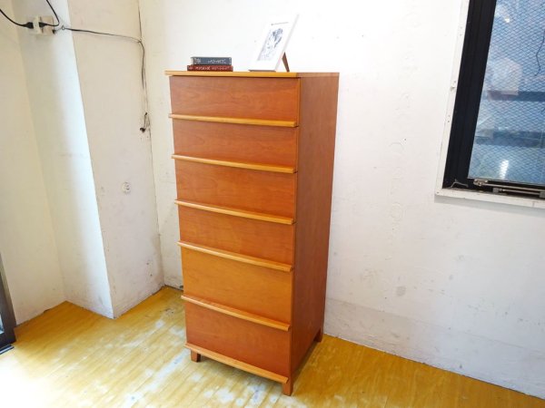 タイムレスコンフォート TIMELESSCOMFORT 北欧デザイン チェリー材 6dr スリムチェスト Slim Chest 高さ128cm アスプルンド ★