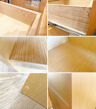 無印良品 MUJI 木製カップボード オーク材 食器棚 キャスターワゴン付 ナチュラルテイスト 定価64,900円 ●