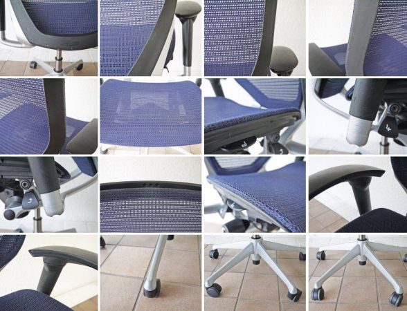 オカムラ okamura バロンチェア Baron Chair オフィスチェア デスクチェア メッシュ背もたれ×メッシュ座面 ネイビー ジョルジェット・ジウジアーロ ◇
