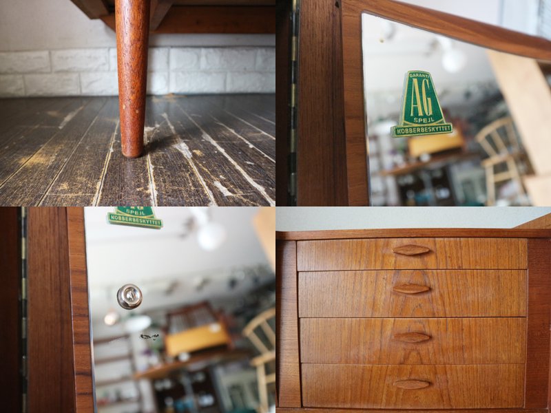 北欧 ビンテージ A.G. SPEJL kobberbeskyttet ライティングビューロー デスク ドレッサー チーク材 デンマーク 1960年代 ◎