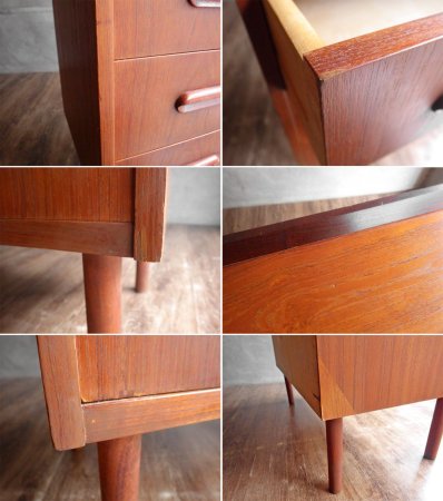 デンマークビンテージ チーク材 スライド式 ライティングビューロー ドレッサーキャビネット 鍵付 北欧家具 ♪