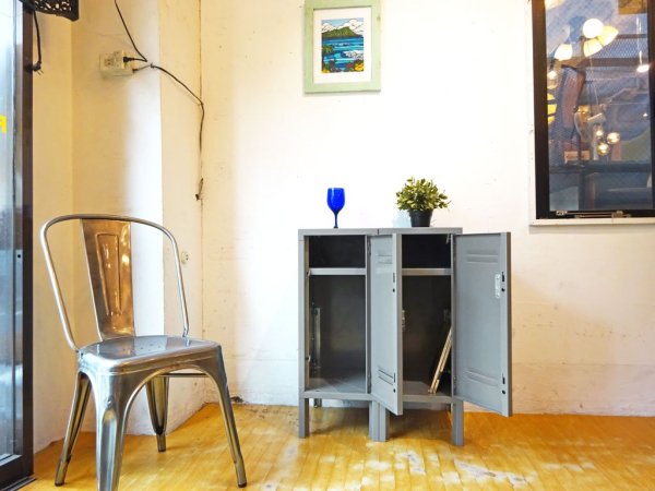 リオン LYON ハーフロッカー HALF LOCKER 2ピース スチールロッカー ルーバーカット グレー P.F.S パシフィックファニチャーサービス取扱 ★