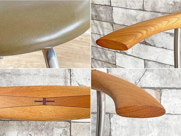 ヨハネスハンセン Johannes Hansen アームチェア JH701 ダイニングチェア オーク材 レザー 座面張替済 プレート有 ハンス・J・ウェグナー デンマーク 北欧ビンテージ 希少 ●