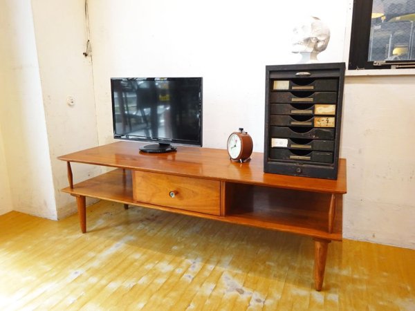 USビンテージ コーヒーテーブル センターテーブル ドロワー付 ミッドセンチュリーデザイン テレビボード AVボード アクメ購入品 ★