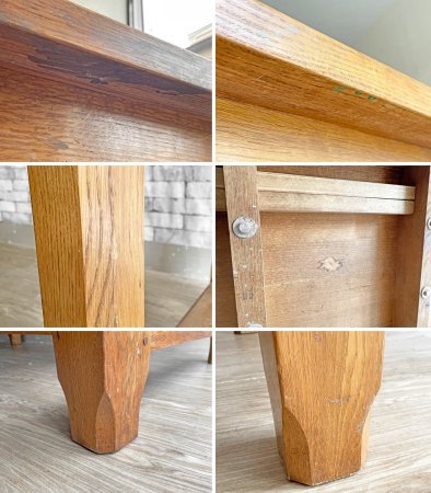 ロイズアンティークス Lloyd's Antiques オーク無垢材 ダイニングテーブル W200cm UKビンテージ Vintage 英国家具 ●