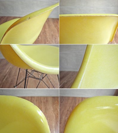 ハーマンミラー Herman Miller サイドシェルチェア 2ndビンテージ FRP製 レモンイエロー エッフェルベース C&R イームズ ミッドセンチュリー ♪