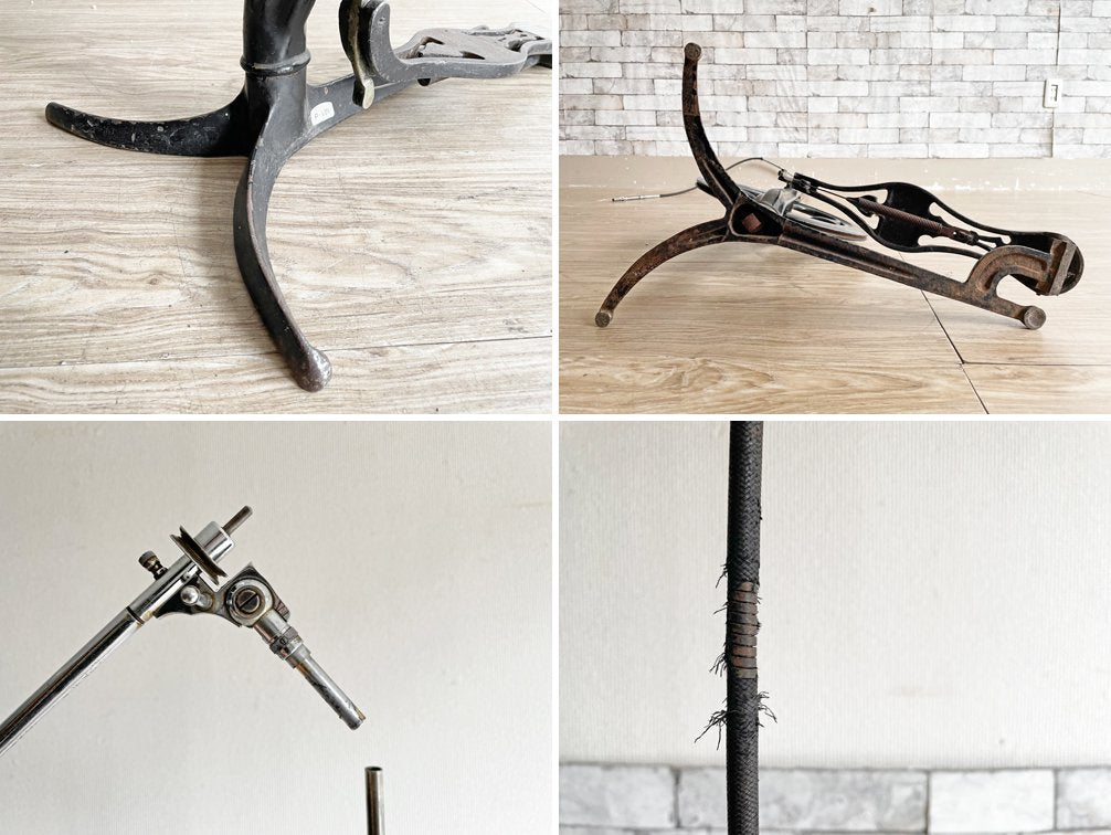 アンティーク Antique 足踏み式歯科用ドリル 医療器具 アイアンベース H142-146cm インダストリアル 店舗什器 ディスプレイ インテリアとして ●