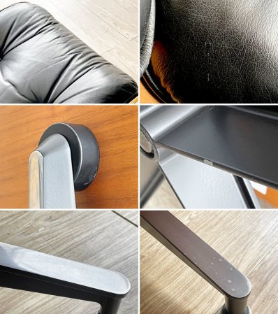 ハーマンミラー Herman Miller イームズラウンジチェア&オットマン ブラックレザー ウォールナット ミッドセンチュリー ●