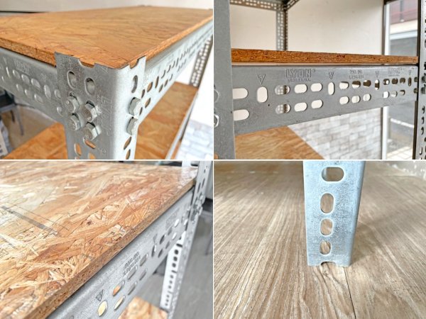 リオン LYON アングルシェルフ SLOTTED ANGLE SHELF 5段 オープンシェルフ H175cm 店舗什器 インダストリアル 工業系 P.F.S取扱 定価¥46,200- ●