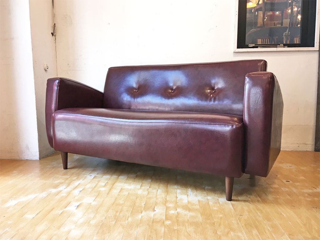 ビーカンパニー B-COMPANY ニューレザーソファ 2.5人掛け ブラウン PVC