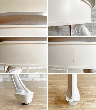 カフェテーブル ホワイト ラウンド Φ74.5cm クラシカルデザイン Classical design シャビーシック ●