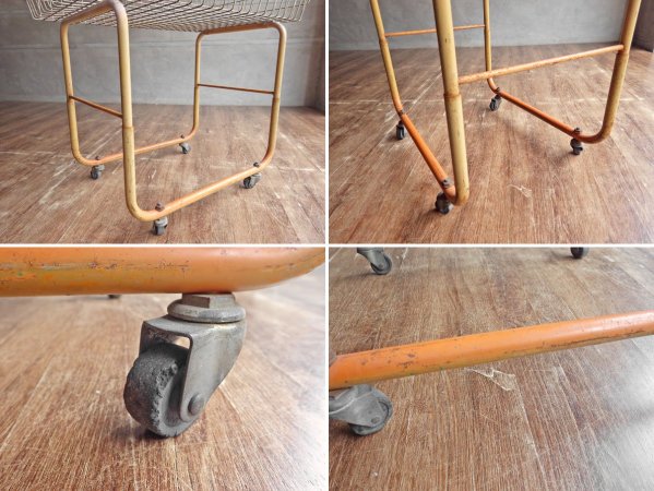 スチールワゴン ワイヤーラック キャスター付き ビンテージ Vintage シャビーシック インダストリアル 店舗什器 ♪