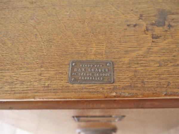 ベルギーヴィンテージ Belgian Vintage オーク材 ファイリングキャビネット 4段 フルーオープン仕様 希少品 店舗什器 ◇