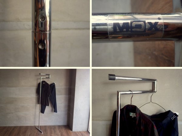 モックス MOX スナップ SNAP コートハンガー パイプ 立て掛けタイプ スチール クロム ラバー ミニマル ヤマギワ取扱い 定価¥38,500- スイス ♪