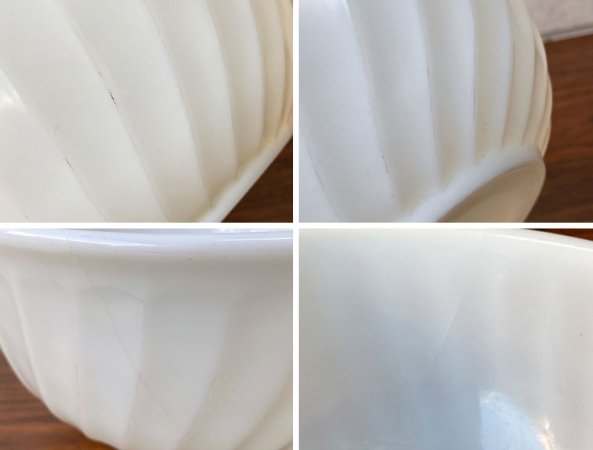 ファイヤーキング FIRE KING スワール Swirl ミキシングボウル ホワイト 直径18cm ミルクガラス アメリカ ■