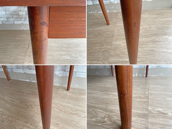 デンマークビンテージ Danish Vintage エクステンション ダイニングテーブル チーク材 伸長式 北欧家具 ●