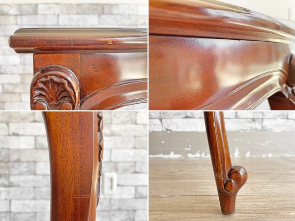 ヨーロピアンクラシカル European Classical コンソールテーブル 半円型 W66cm サイドテーブル 花台 猫脚 アンティークスタイル ●