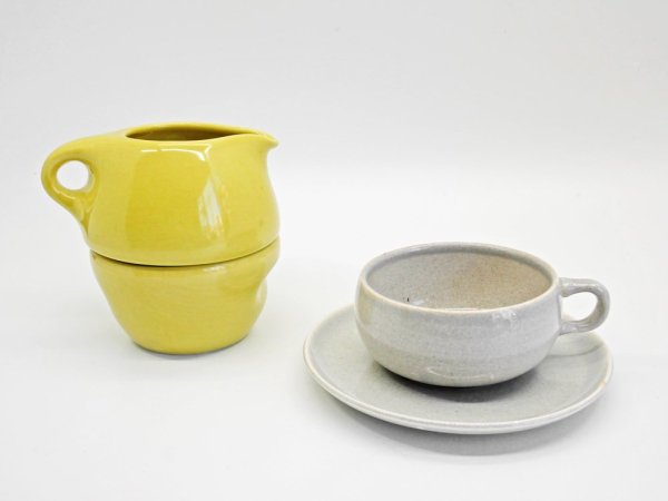 スチューベンヴィル Steubenville アメリカンモダン American Modern カップ&ソーサーセット C&S ラッセルライト Russel Wright USビンテージ ●
