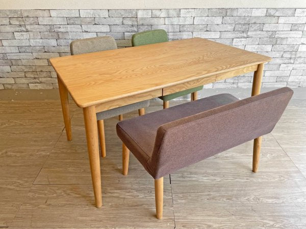 ビーカンパニー B-COMPANY ダイニングテーブル アッシュ材 W135 ナチュラル 引き出し付 ●