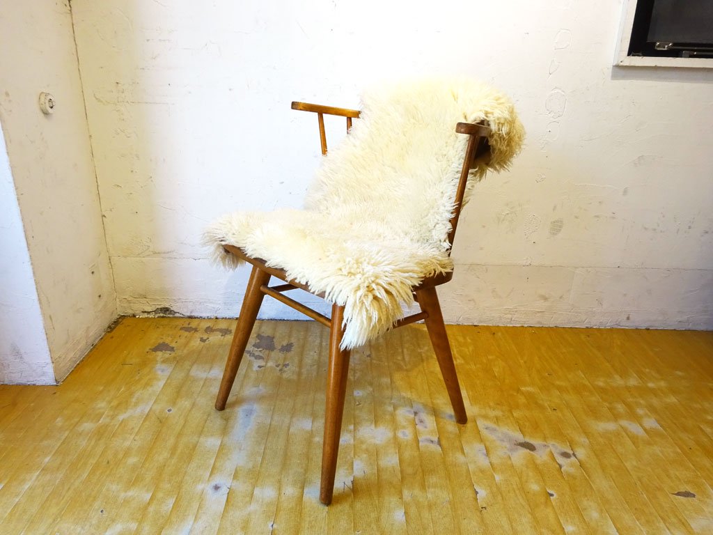 天然ムートン ピースラグ 1匹 長毛 シープスキン SHEEPSKIN 羊毛 アイボリー ★