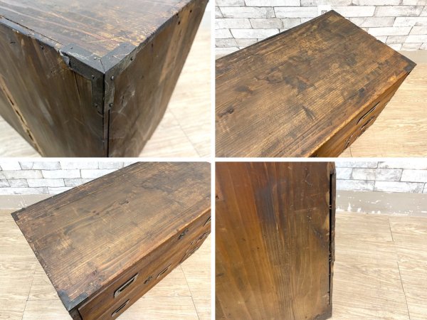 ジャパンビンテージ Japan Vintage 時代箪笥 和箪笥 抽斗4杯 ローチェスト 和家具 古家具 木味 A ●