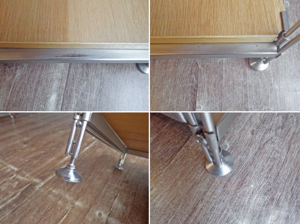 無印良品 MUJI ステンレスユニットシェルフ オーク材棚 1列5段 オープンシェルフ ワイヤーバスケット ワードローブバー 付き 定価¥30,680円 ♪