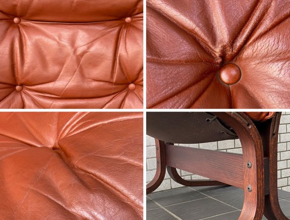 ウェストノーファ Westnofa シエスタ SIESTA ラウンジチェア イングマール・レリング 本革 ビーチ材 プライウッド ビンテージ 北欧 ノルウェー A ■