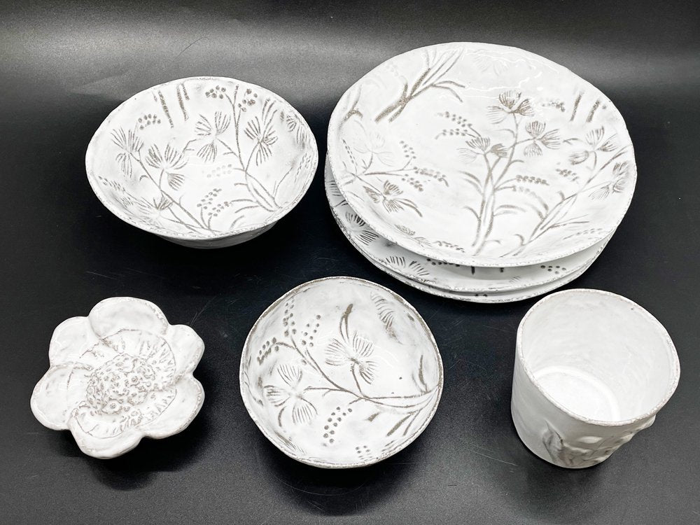 アスティエ・ド・ヴィラット Astier de Villatte フルール Fleurs カップ Φ7.5cm スズラン ナタリー・レテ 定価14,300- フランス ●