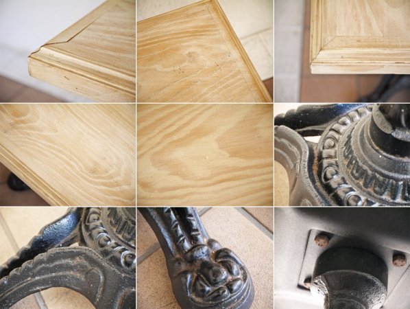 グレースファニチャー Grace Furniture カフェテーブル ホワイトアッシュ無垢材 スクエア アイアンレッグ ◇