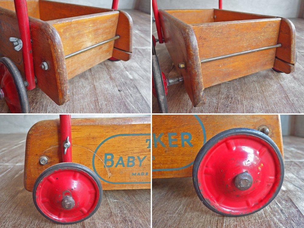 UKビンテージ ベビーウォーカー 手押し車 木製 トライアング Tri-ang 英国 イギリス ♪