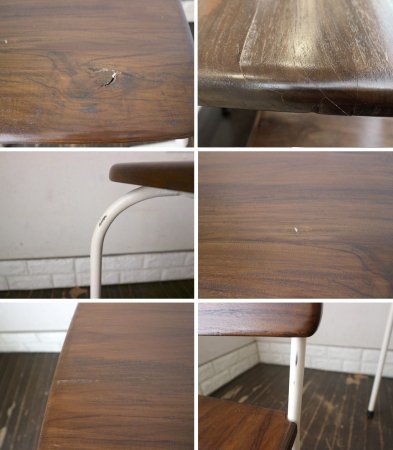 オールドメゾン old maison キッズデスク & キッズチェア セット テーブル スクールデスク 子供椅子 チーク無垢材×スチール ダークブラウンペイント ◎