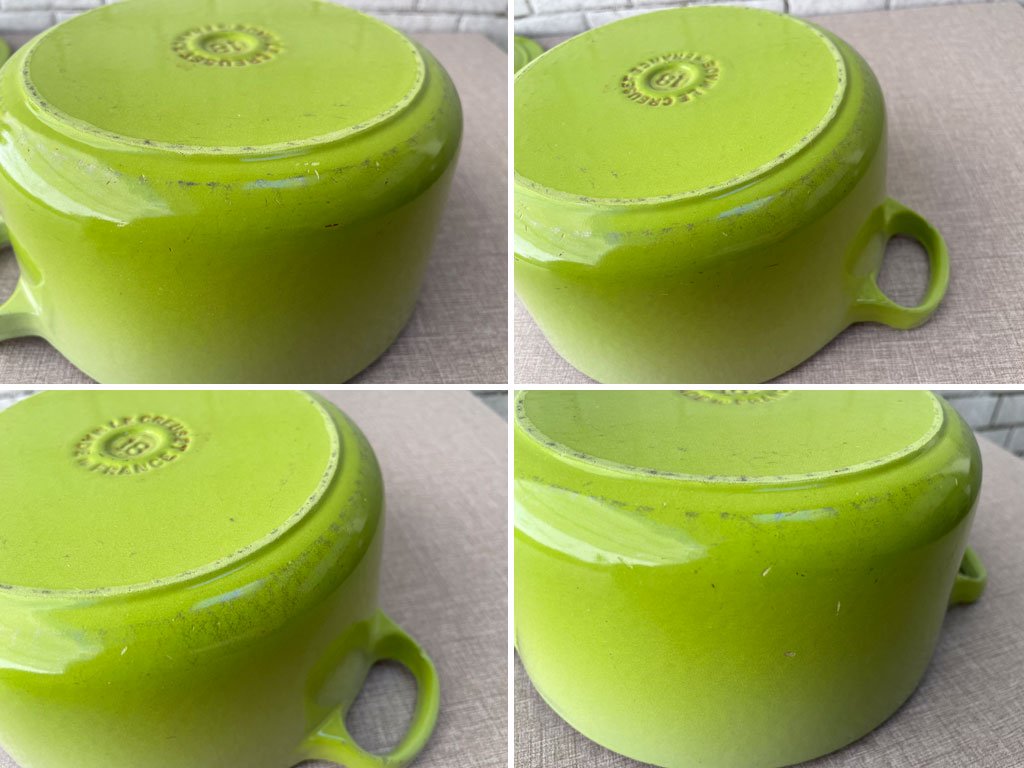 ル クルーゼ LE CREUSET ココットロンド 両手鍋 Φ18? 鋳物 ホーロー キウイ フルーツグリーン フランス ■