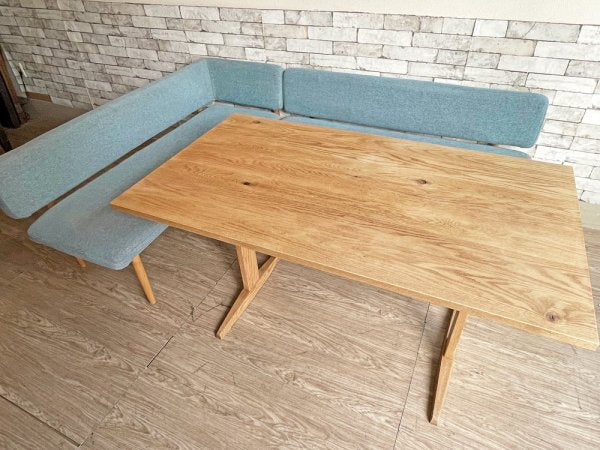 モモナチュラル MOMO Natural ブリック BRICK S BENCH バックレスト ベンチソファ アルダー無垢材 ファブリック カバーリング仕様 現状品 ●