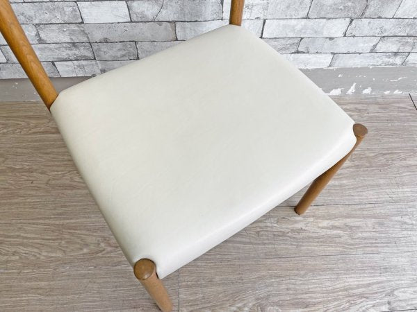 カンディハウス CONDEHOUSE ゴルファーダイニング サイドチェア ダイニングチェア ナラ無垢材 レザーシート アイボリー ●