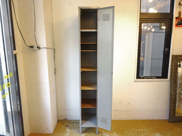 USビンテージ Vintage スチールトールロッカー グレー 5段 H202cm インダストリアル シューズケース ACME Furniture 購入品 ★