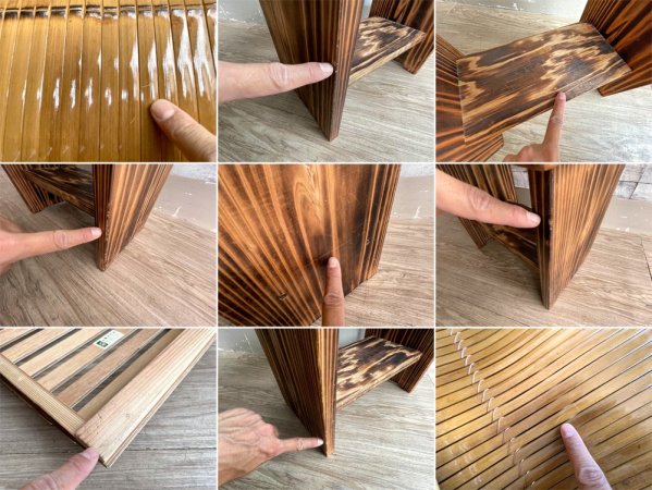 梅里竹芸 Umezato Bamboo Craft 健康椅子 左高仕様 + 中ベンチ + 背伸ばし + 置台 + 竹踏み = 5点セット 総額 約33万~ 宮崎県産最高級真竹使用 ●