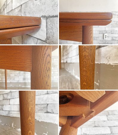 スラゲル SLAGELSE Mobelfabrik デンマークビンテージ Danish Vintage エクステンション ダイニングテーブル チーク材×オーク材 伸長式 北欧家具 ●