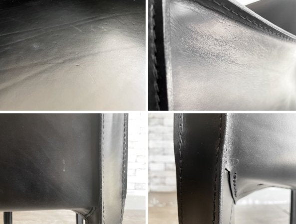 カッシーナ Cassina 413 CAB アームチェア キャブチェア 本革 ブラック マリオ・ベリーニ イタリア モダンデザイン MoMA 永久展示品 定価356,400円 ●