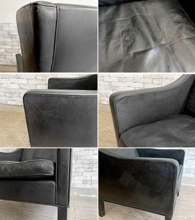 フレデリシア FREDERICIA 2204 ウイングバックチェア 2204 Wing Back Chair レザー ブラック ボーエモーエンセン ビンテージ 現状品●