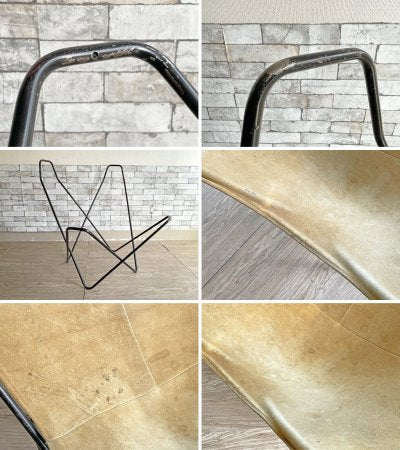 ビンテージ Vintage ビーケーエフ BKF バタフライチェア Butterfly Chair スエード レザー 本革 Jorge Ferrari Hardoy 希少 ●