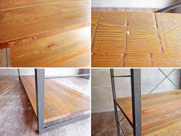 アデペシュ a.depeche アイアン シェルフ iron shelf 1200 Mサイズ 4段 パイン無垢材 インダストリアル ビンテージスタイル 定価¥82,500- ♪