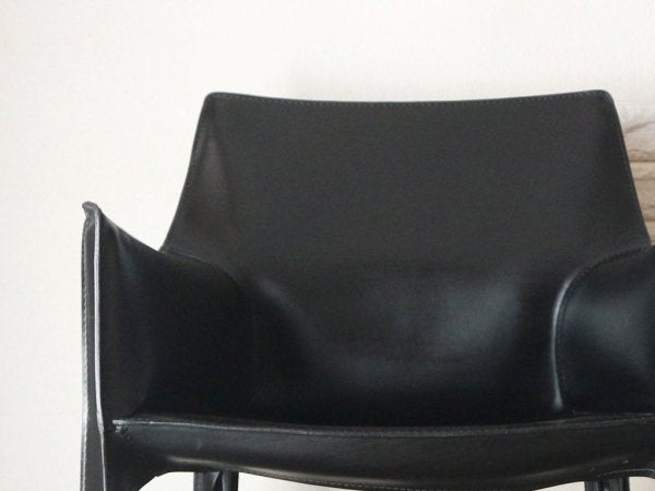 カッシーナ cassina 413 キャブ CAB アームチェア 本革 ブラック マリオ・ベリーニ イタリア 定価36万円 美品 ◎