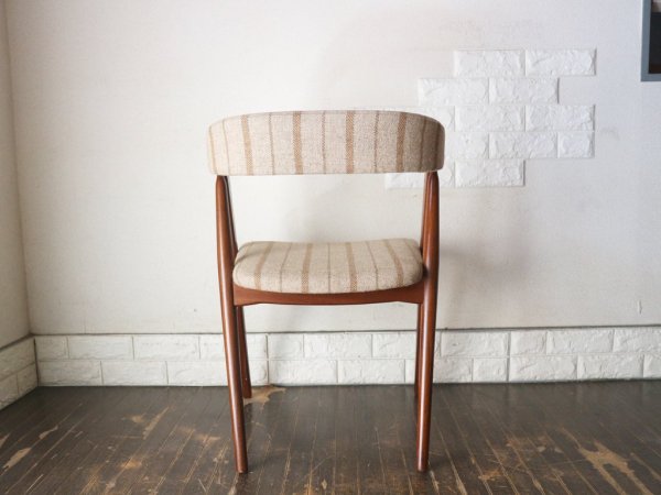 北欧 ビンテージ Danish Vintage チーク材 ダイニングチェア ファブリック ストライプ柄 デンマーク 北欧家具 ◎