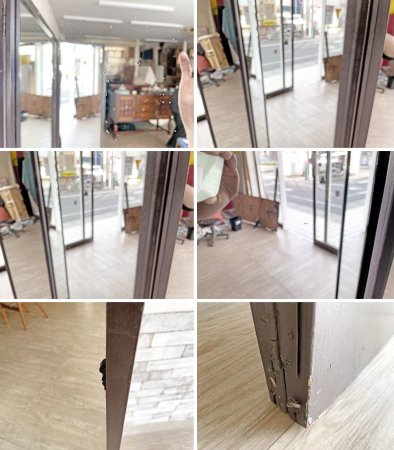 ジャパンビンテージ Japan Vintage 3面 スタンドミラー 特大 H170cm ダークブラウンカラー 三面鏡 全身鏡 B ●
