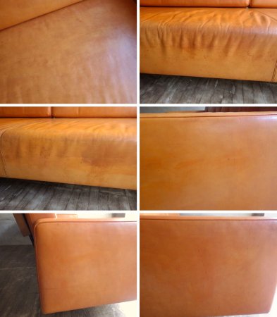 ランドスケーププロダクツ Landscape Products パーチソファ Perch Sofa 3人掛け キャメル レザー 本革 オーク無垢材 定価539,000円 ♪