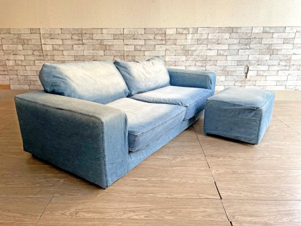 ジャーナルスタンダードファニチャー journal standard Furniture フランクリン FRANKLIN 2P ソファ デニム カバーリング 現状品 定価¥200,200- ●
