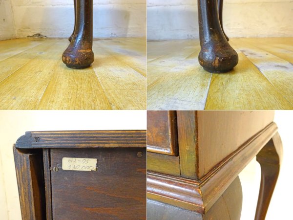 UKアンティーク ドロップリーフチェスト バタフライ 伸長式テーブル コンソール イギリス 英国 アンティーク 猫脚 真鍮装飾 ★