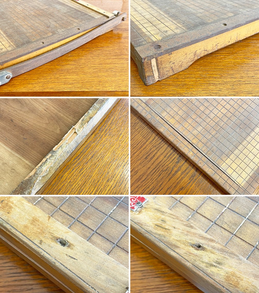 ピース Peace 古い木味の裁断機 ペーパーカッター インダストリアル インテリア 古道具 昭和レトロ ジャパンビンテージ Japan Vintage 現状品 ●